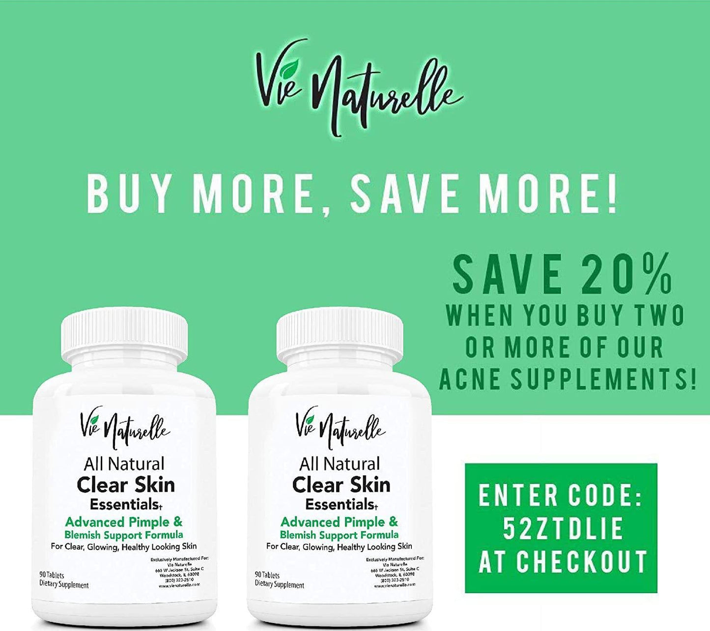 Acne Vitamins & Acne Supplements for Acne Treatment - Acne Pills & Acne Vitamin Supplements for Cystic Acne Treatment - Face, Back, Body & Hormonal Acne Treatment for Teens, Women & Men - 90 Pills