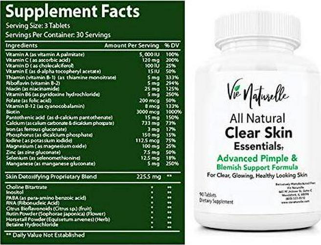 Acne Vitamins & Acne Supplements for Acne Treatment - Acne Pills & Acne Vitamin Supplements for Cystic Acne Treatment - Face, Back, Body & Hormonal Acne Treatment for Teens, Women & Men - 90 Pills