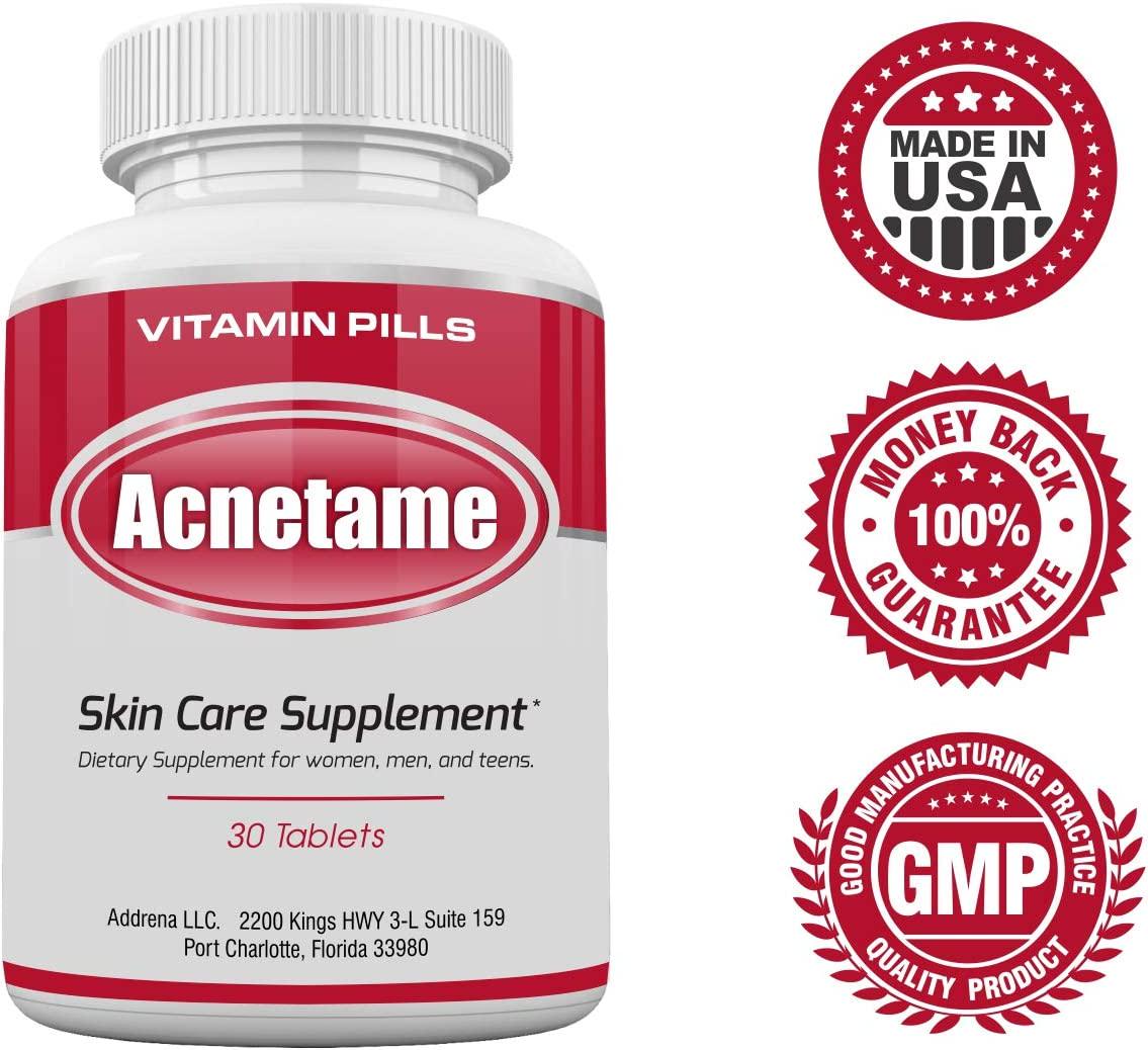 Acnetame 30 Ct Acne Pills- Supplements For Acne Vitamin Treatment- Tablets To Clear Oily Skin For Women, Men, Teens, And Adults