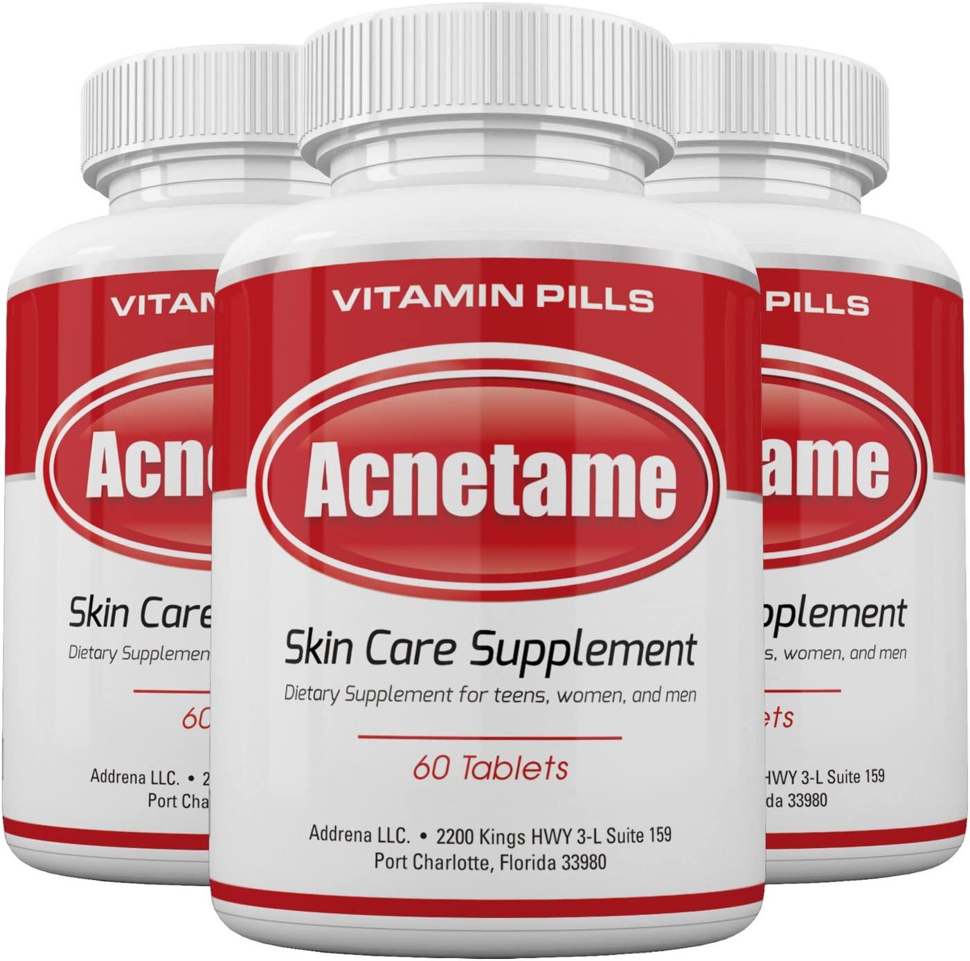 Acnetame 3 Pack- Vitamin Supplements For Acne Treatment- Hormonal Pimple Tablets To Clear Oily Skin For Women, Men, Teens, And Adults