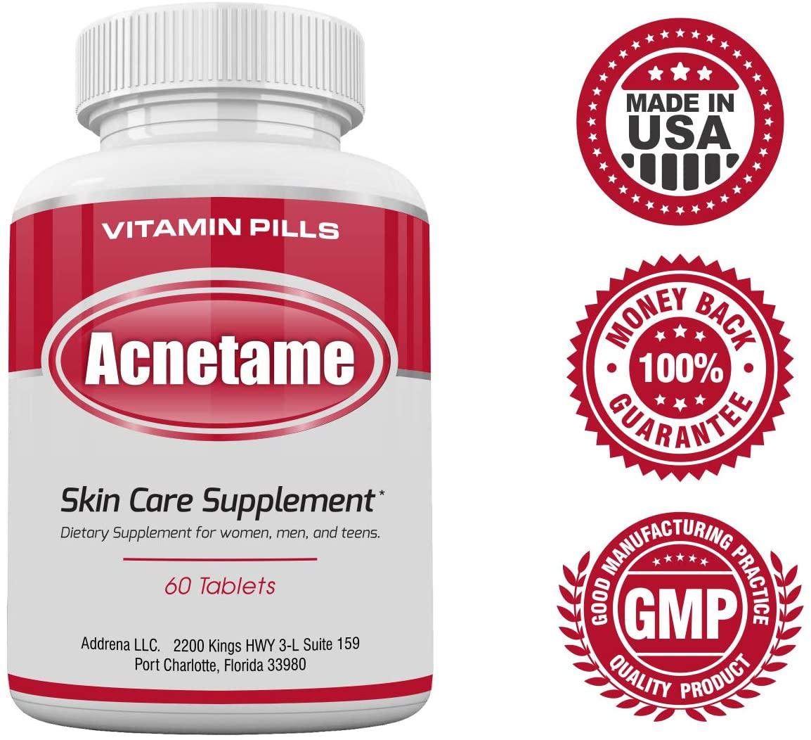Acnetame Vitamin Supplements For Acne Treatment, 60 Natural Pills …