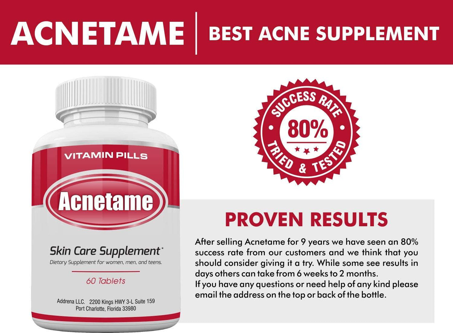 Acnetame Vitamin Supplements For Acne Treatment, 60 Natural Pills …