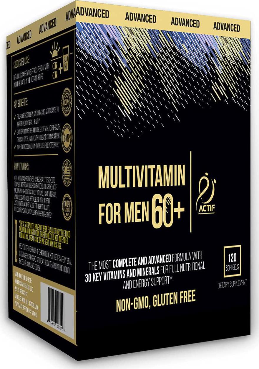 Actif Organic Multivitamin for Men Age 60+ with 30 Organic Vitamins and Organic Herbs, Non-GMO, Made in USA, 120 Count