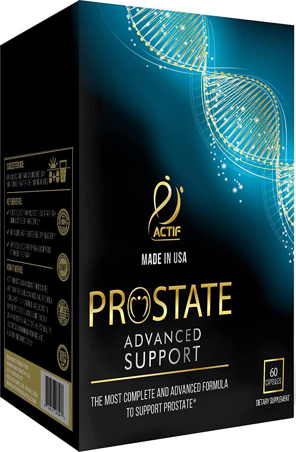 Actif Prostate Advanced Support Non-GMO with 10+ Factors - 60 Capsules