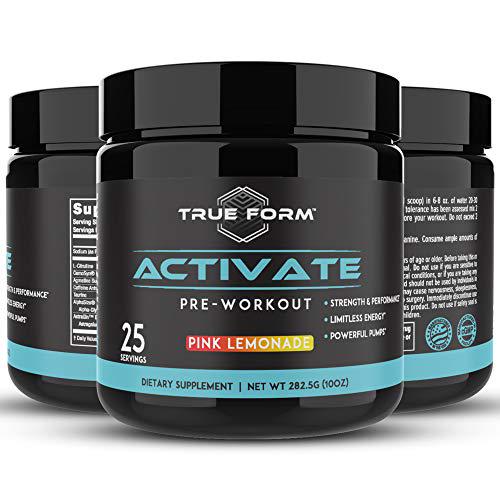 Activate Pre-Workout for Men and Women Amino Acids Powder with Beta Alanine, Caffeine and L-Citrulline Boost Energy, Built Muscle and Endurance for Powerful Pumps [Pink Lemonade]