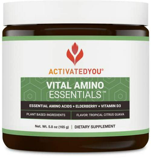 ActivatedYou Vital Amino Essentials, Complete Essential Amino Acids + Elderberry +Vitamin D3 Support Supplement, Citrus Guava Flavor, 30 Servings