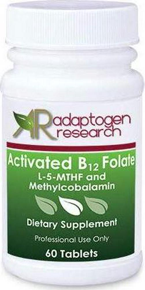 Activated B12 Folate Lozenges Formula | High Potency Methylcobalamin Metafolin Folate L-5-MTHF | Bioactive Forms Vitamin B12 and Folate | 60 Fast-Dissolving Tablets |Adaptogen Research