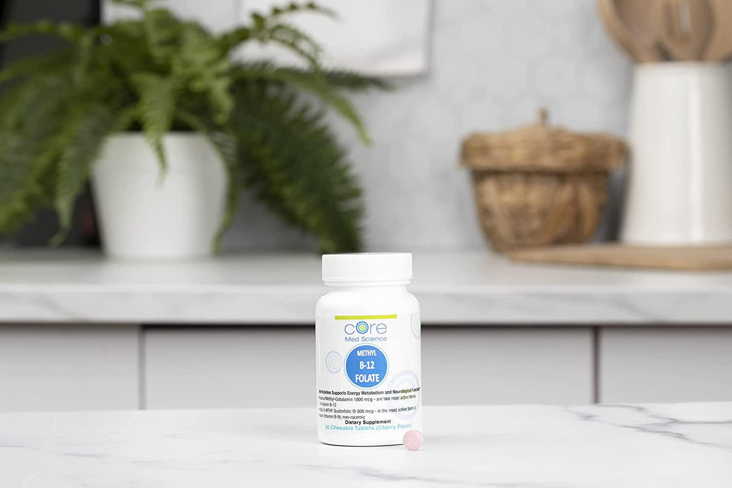 Activated B12 Folate Lozenges - Quatrefolic 800 mcg 5-MTHF - High Potency Methyl Folate B9 + 1000 mcg Vitamin B12 (Methyl B12 and Adenosyl B12) - Cherry Flavor 60 Lozenges