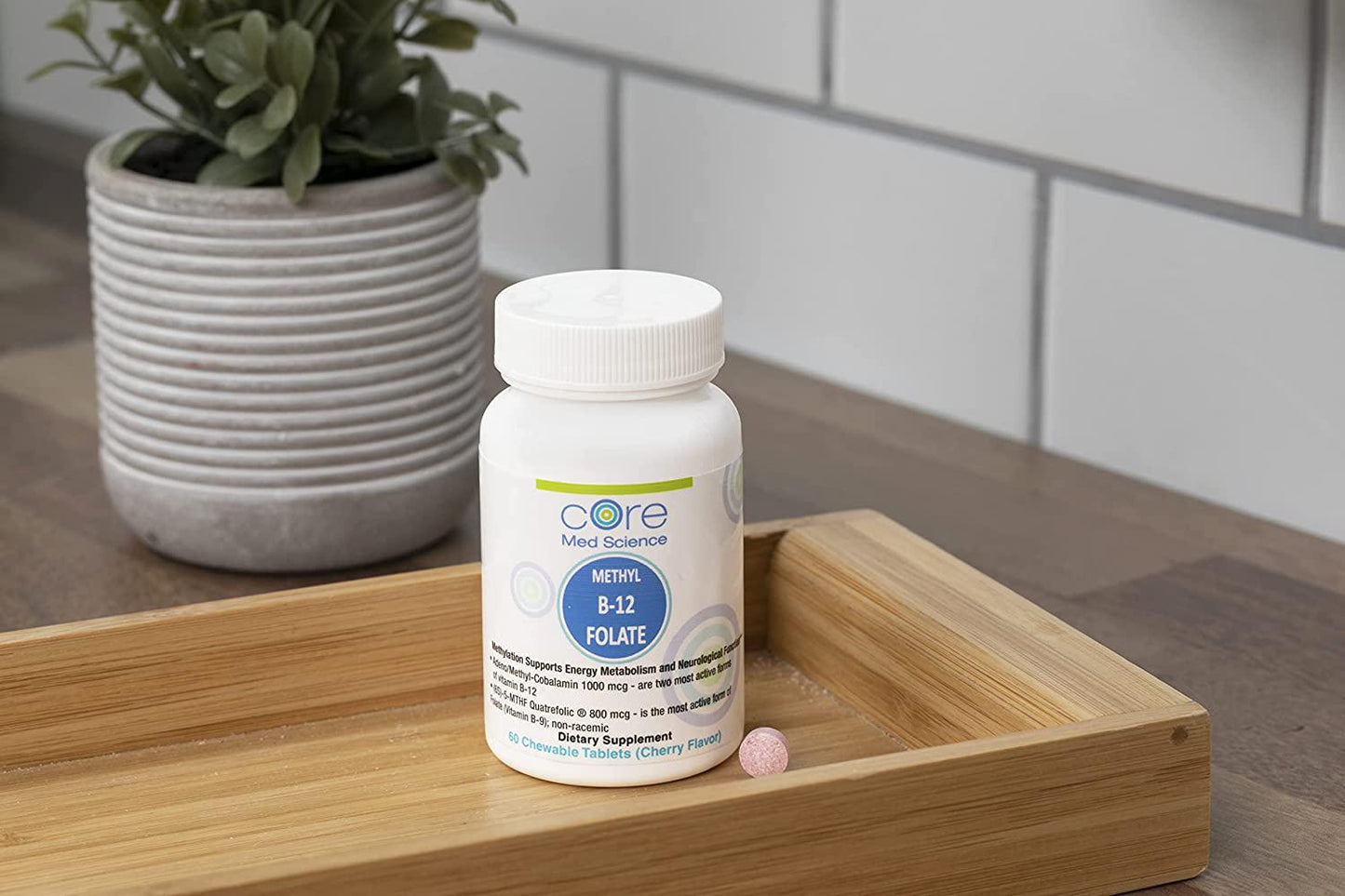 Activated B12 Folate Lozenges - Quatrefolic 800 mcg 5-MTHF - High Potency Methyl Folate B9 + 1000 mcg Vitamin B12 (Methyl B12 and Adenosyl B12) - Cherry Flavor 60 Lozenges