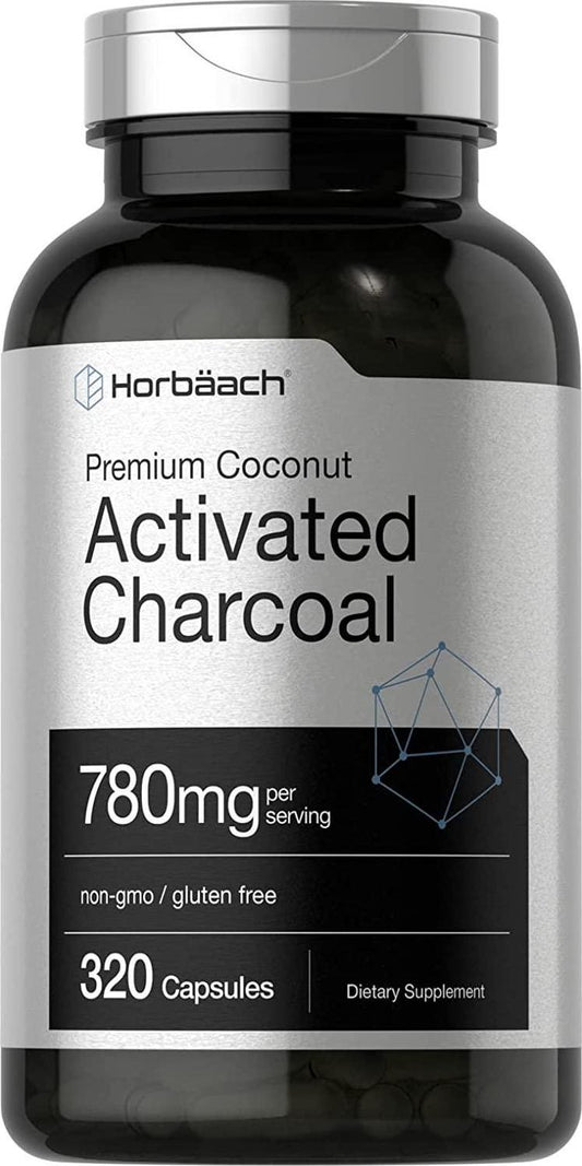 Activated Charcoal 780mg | 320 Capsules | from Coconut Shells | Non-GMO and Gluten Free Pills | by Horbaach