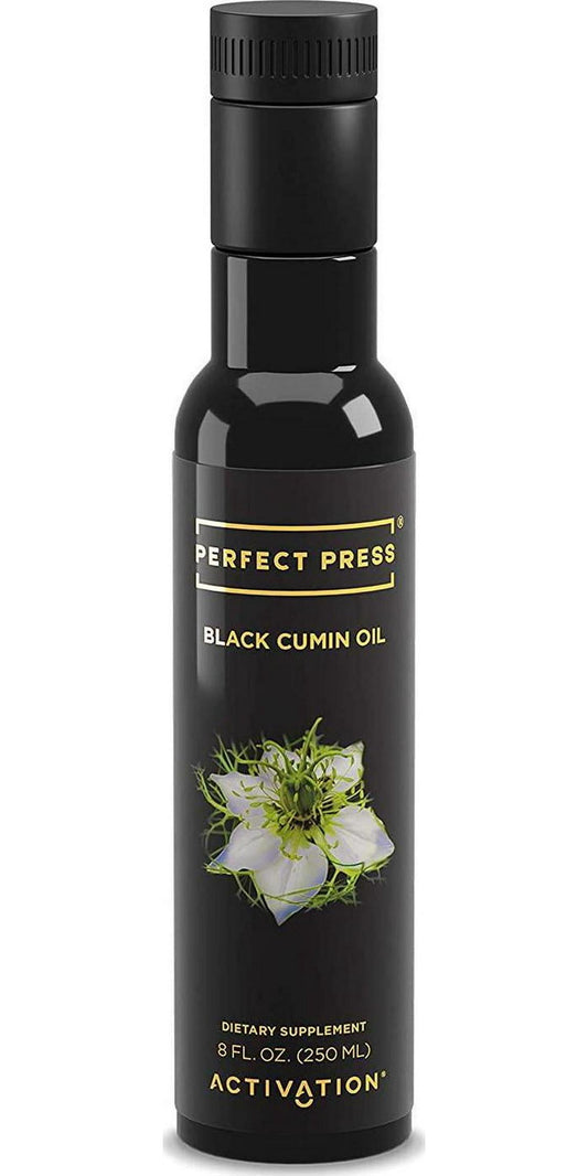 Activation Products, Perfect Press Black Cumin Seed Oil Vegan, Organic and Gluten Free Pure Nigella Sativa - Digestive Support, Immune System Booster, Loaded with Vitamins B1 B2 B3, 250ml