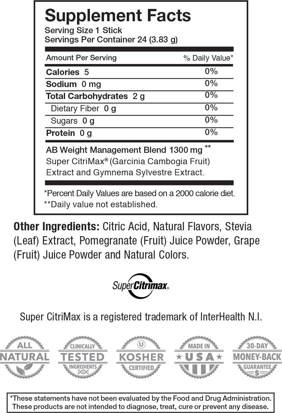 ActiveBlendz Control w The Herbs, Super Citrimax (Garcinia Cambogia), Gymnema Sylvestre, for Weight Management, Appetite Control and Balance Sugar Levels, Natural Instant Fruit Beverage 24 ct, Javita
