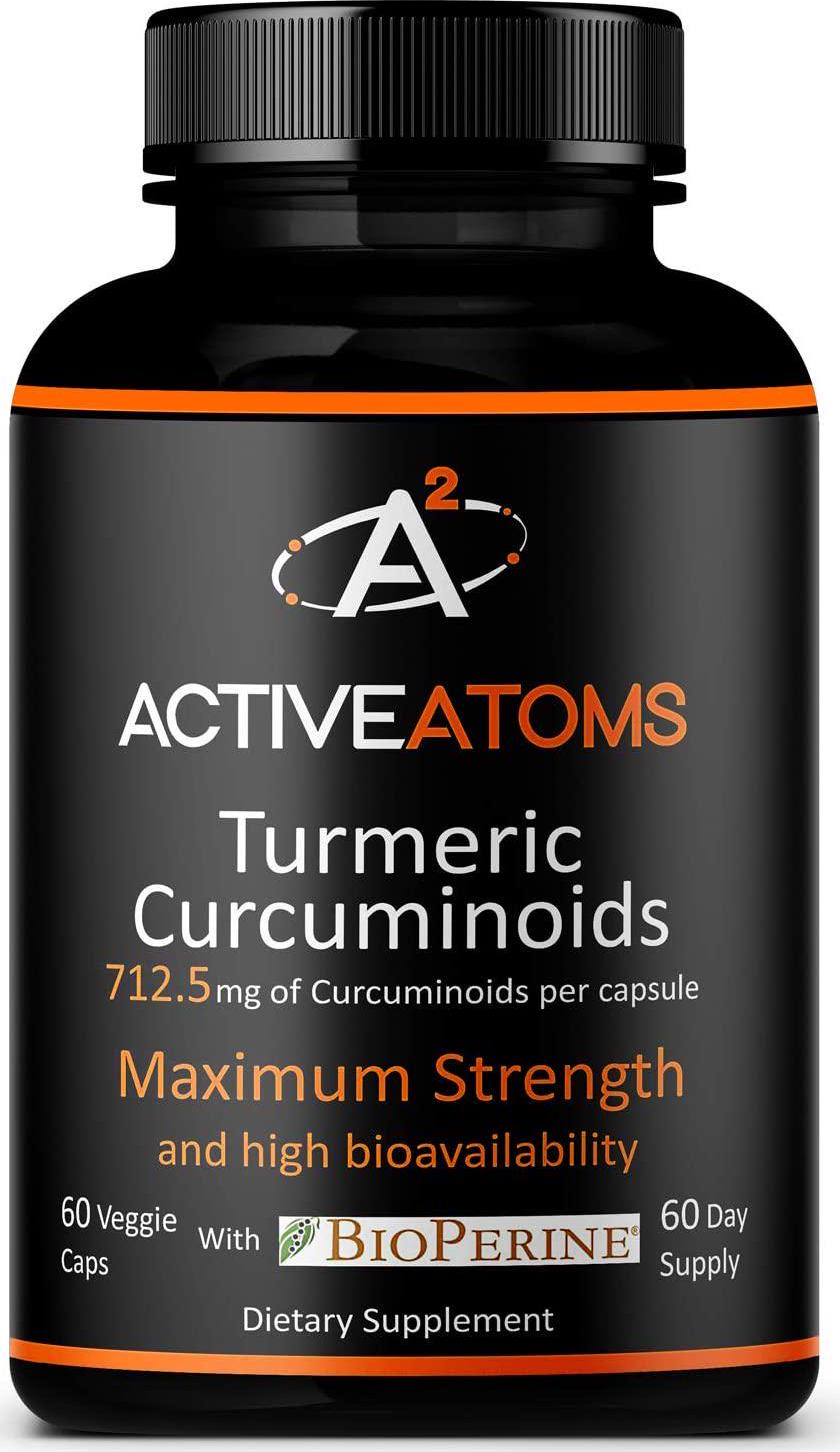 Active Atoms:Turmeric - Anti Inflammatory Support - 60 Capsules - Highest Potency Curcurmin, Superior Absorption, Third Party Tested
