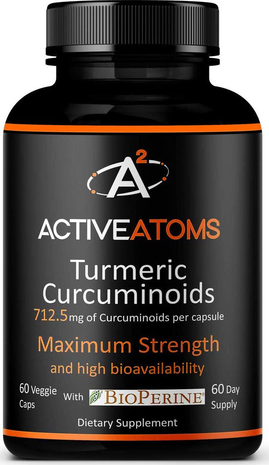Active Atoms:Turmeric - Anti Inflammatory Support - 60 Capsules - Highest Potency Curcurmin, Superior Absorption, Third Party Tested