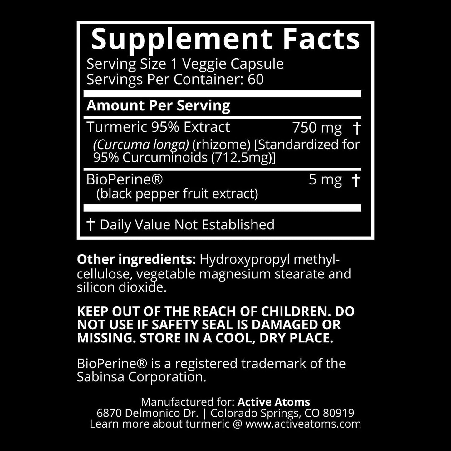 Active Atoms:Turmeric - Anti Inflammatory Support - 60 Capsules - Highest Potency Curcurmin, Superior Absorption, Third Party Tested