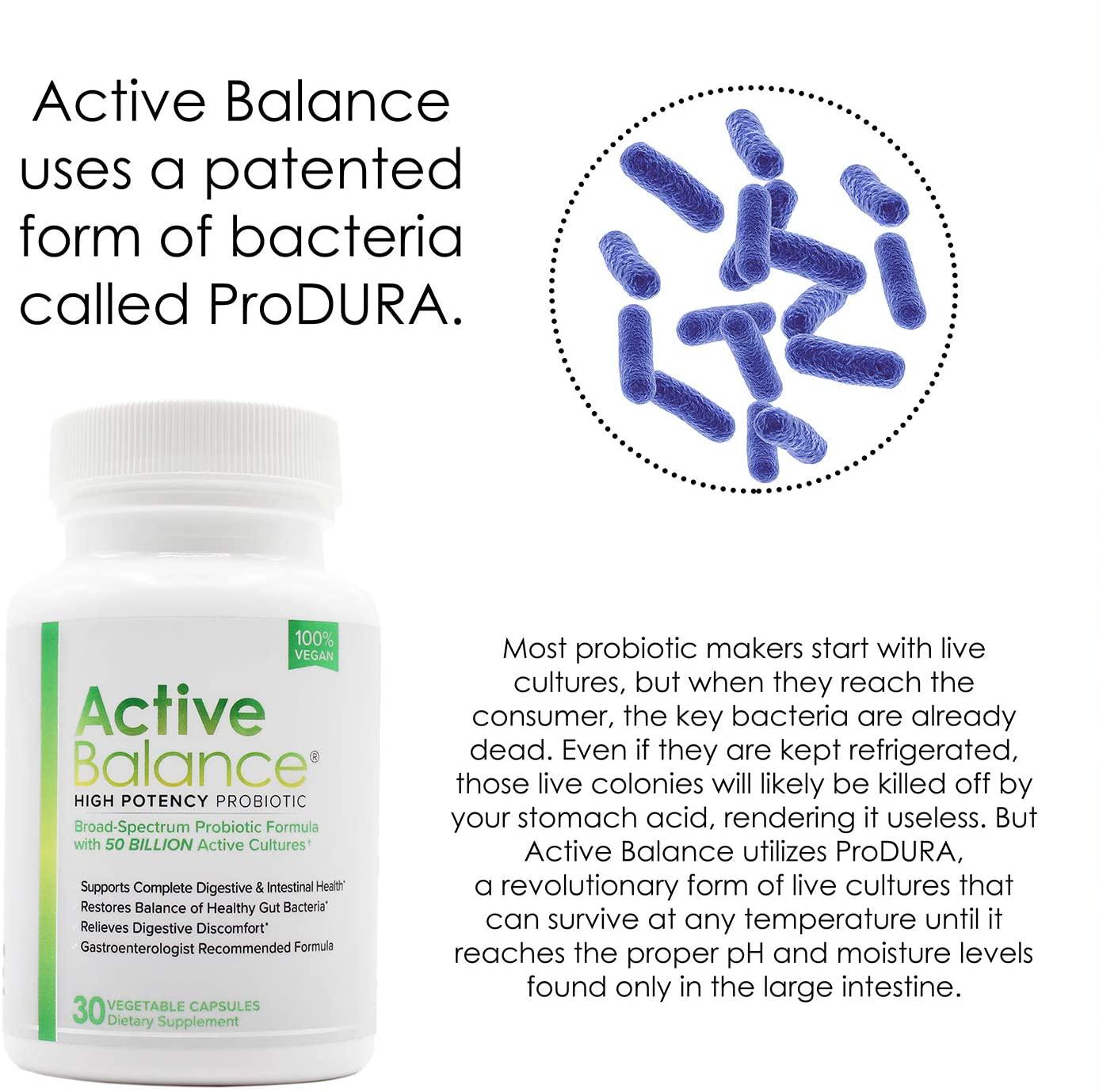 Active Balance (2 bottles) - Clinical Strength Probiotic supplement containing 50 billion CFU's (30 Capsules per Bottle)
