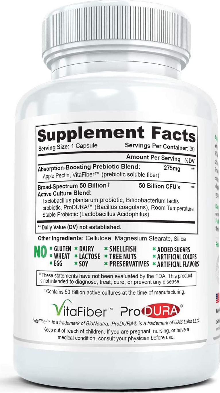 Active Balance (2 bottles) - Clinical Strength Probiotic supplement containing 50 billion CFU's (30 Capsules per Bottle)