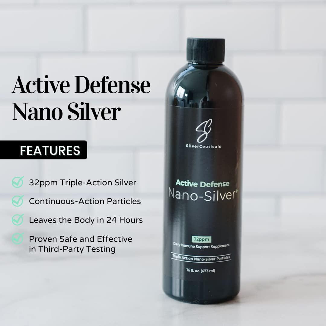 Active Defense Nano-Silver+ - 16oz 32ppm Colloidal Silver. - Immune Support Supplement