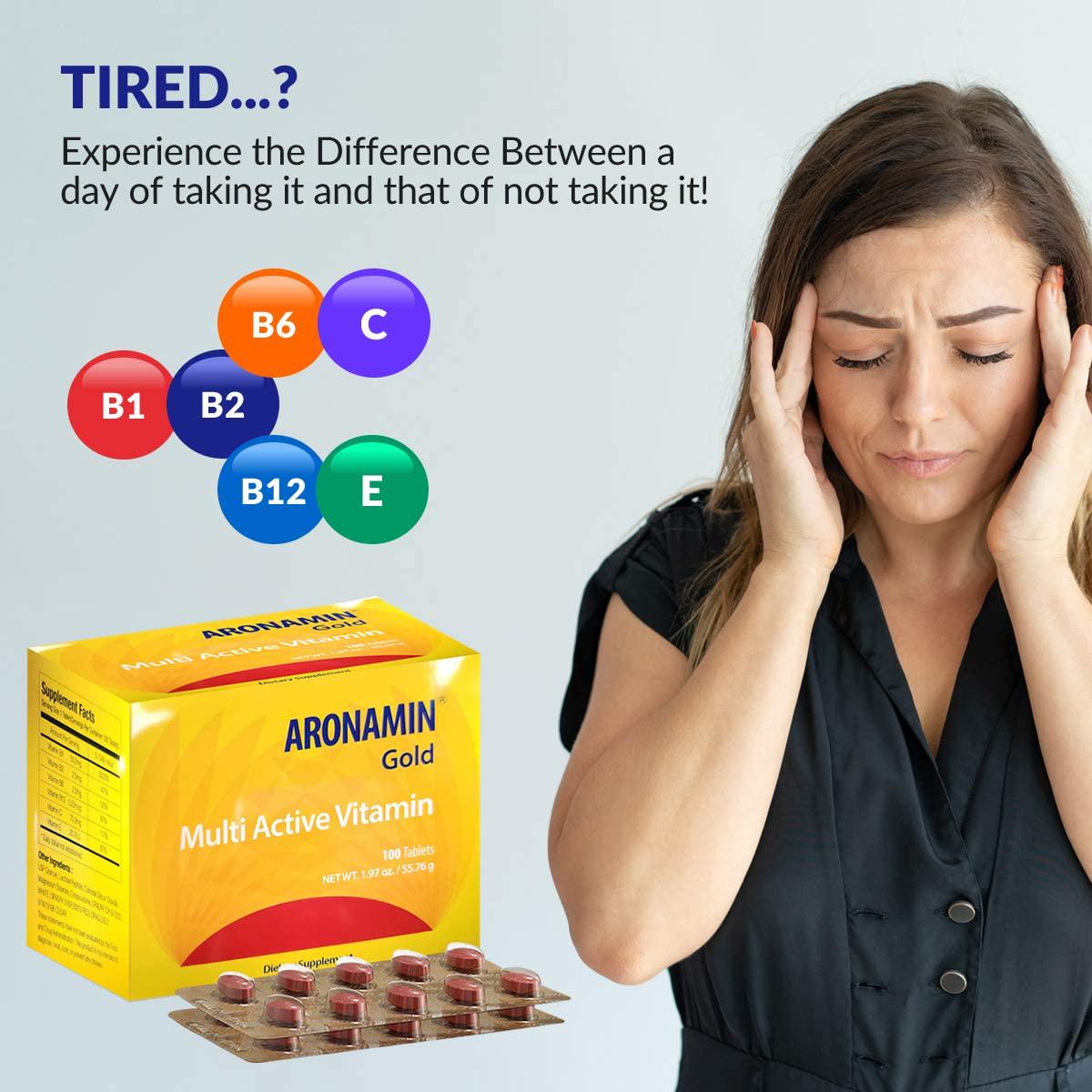 Active Vitamin Aronamin Gold - Combats Fatigue, Gives Energy, Promotes Hematopoiesis - 100 Tablets