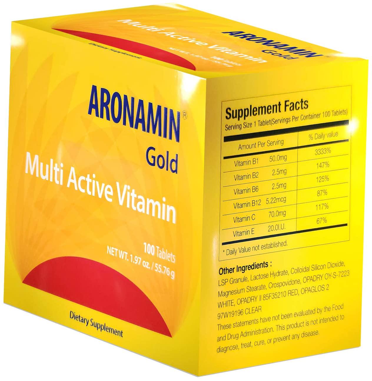 Active Vitamin Aronamin Gold - Combats Fatigue, Gives Energy, Promotes Hematopoiesis - 100 Tablets