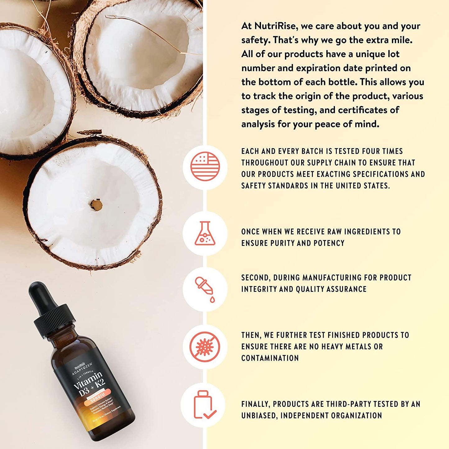 AdaptoZen Vitamin D3 + K2 Drops - 5000 IU: Support for Energy, Well-Being, Immunity and Joint Comfort, Vegetarian, Gluten-Free Formula for Men and Women + MCT Oil in Partnership with Michael Beckwith