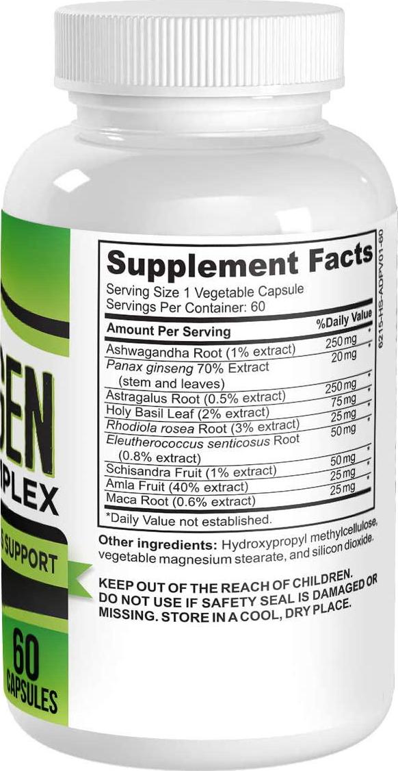 Adaptogen Extract Supplement Blend - Adaptogens Supplements - Herbal Adaptogen Formula Complex - 60 Capsules