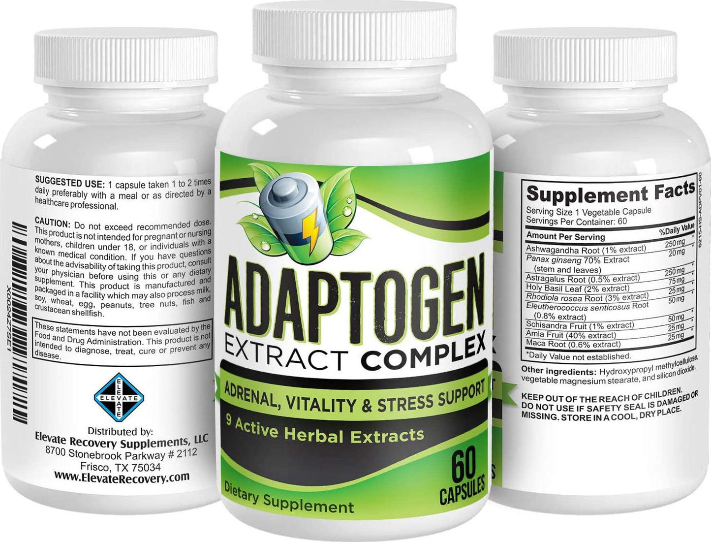 Adaptogen Extract Supplement Blend - Adaptogens Supplements - Herbal Adaptogen Formula Complex - 60 Capsules
