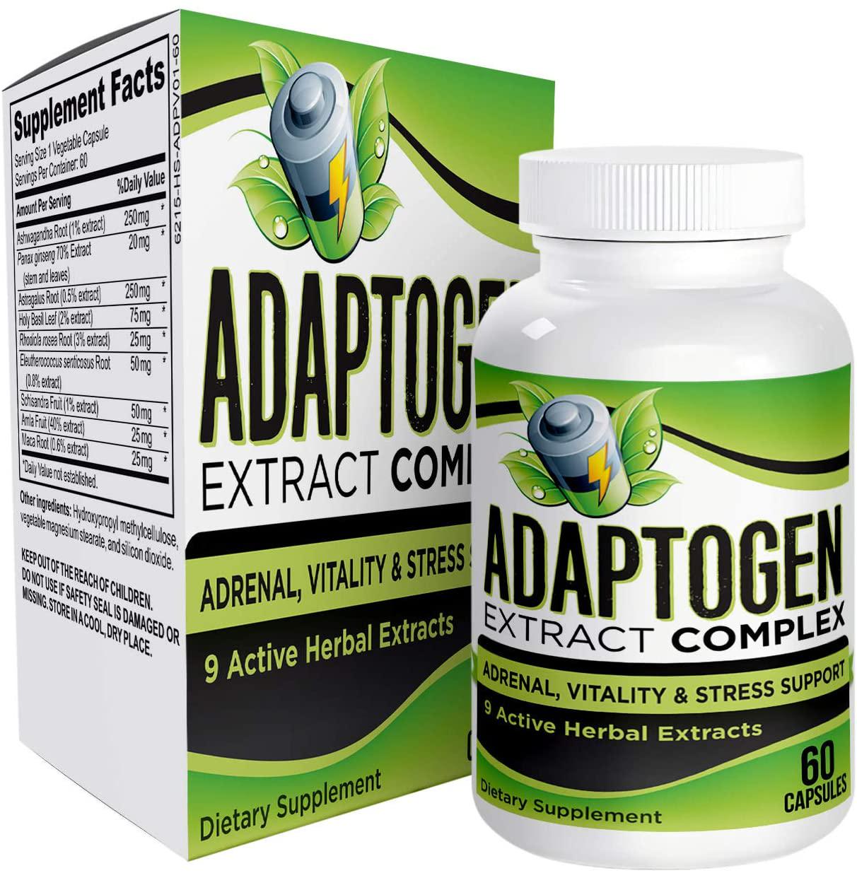 Adaptogen Extract Supplement Blend - Adaptogens Supplements - Herbal Adaptogen Formula Complex - 60 Capsules