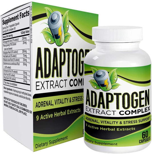 Adaptogen Extract Supplement Blend - Adaptogens Supplements - Herbal Adaptogen Formula Complex - 60 Capsules