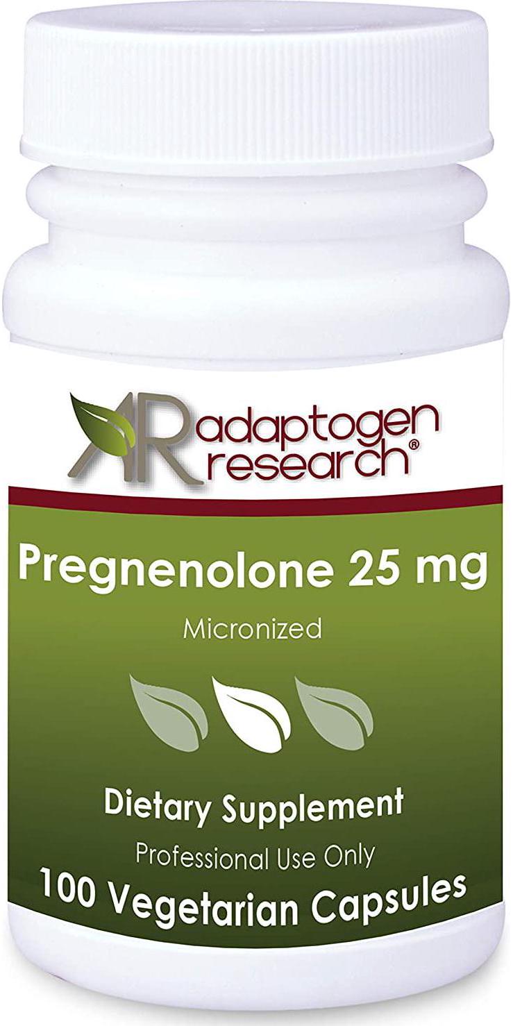 Adaptogen Research Pregnenolone 25mg Micronized Form Derived from Wild Yam | Highly Bioavailable and Micronized for Superior Absorption | Hypoallergenic | 100 Vegetarian Capsules