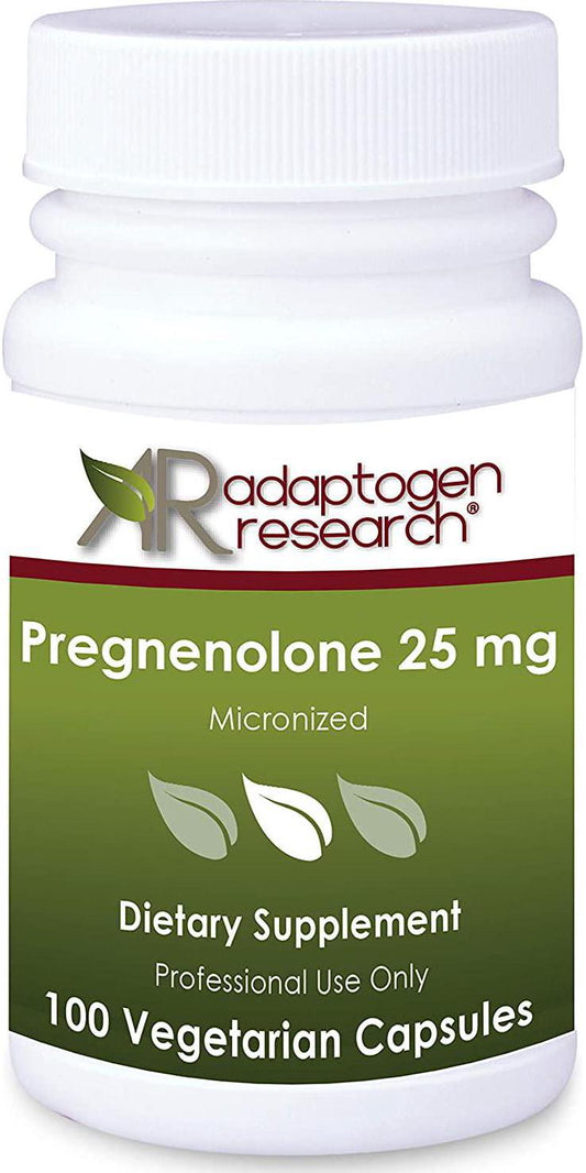 Adaptogen Research Pregnenolone 25mg Micronized Form Derived from Wild Yam | Highly Bioavailable and Micronized for Superior Absorption | Hypoallergenic | 100 Vegetarian Capsules