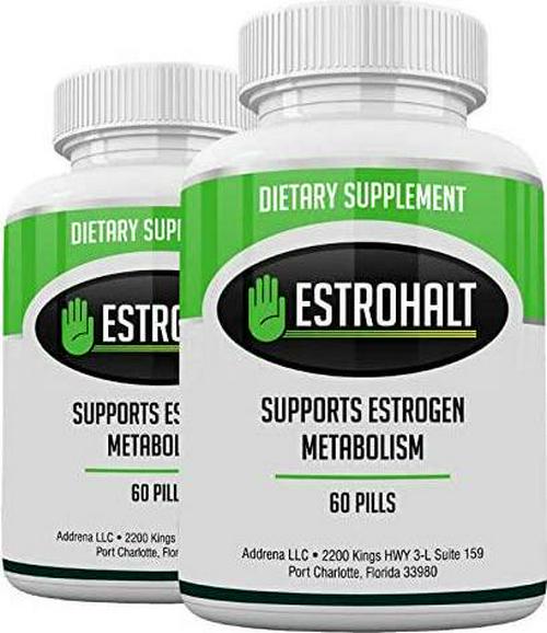 Addrena Estrohalt 2 Pack- Dim Supplement (Diindolylmethane) And Indole-3-Carbinol (I3C) Best Estrogen Blocker For Women and Men | Natural Aromatase Inhibitor Vitamin To Help Pcos, Menopause, And Pms