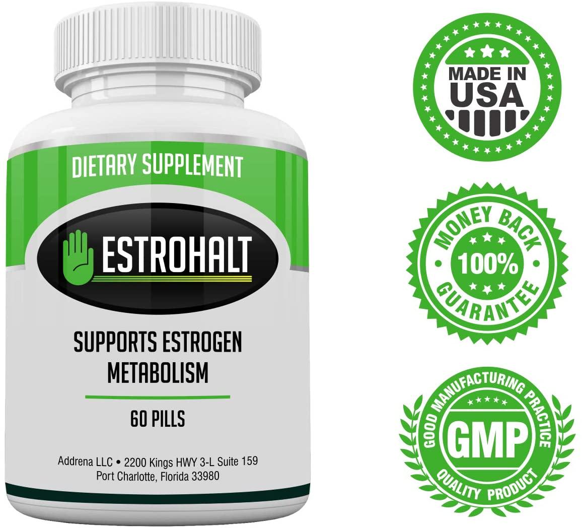 Addrena Estrohalt 2 Pack- Dim Supplement (Diindolylmethane) And Indole-3-Carbinol (I3C) Best Estrogen Blocker For Women and Men | Natural Aromatase Inhibitor Vitamin To Help Pcos, Menopause, And Pms