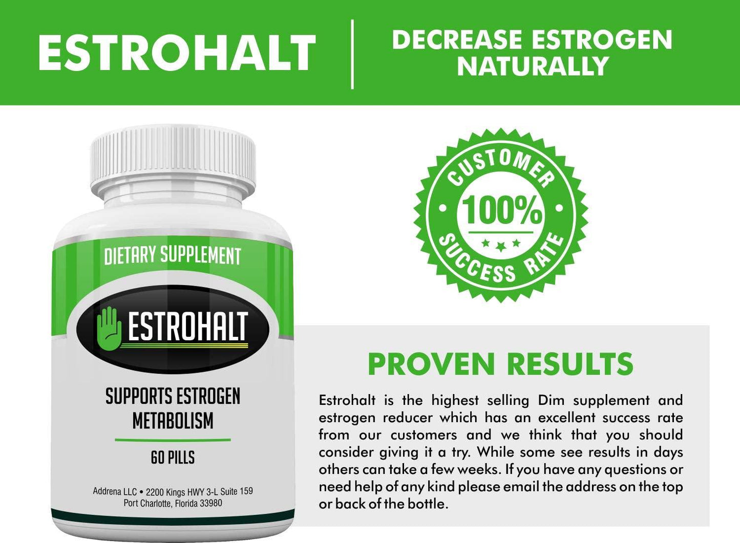 Addrena Estrohalt 2 Pack- Dim Supplement (Diindolylmethane) And Indole-3-Carbinol (I3C) Best Estrogen Blocker For Women and Men | Natural Aromatase Inhibitor Vitamin To Help Pcos, Menopause, And Pms