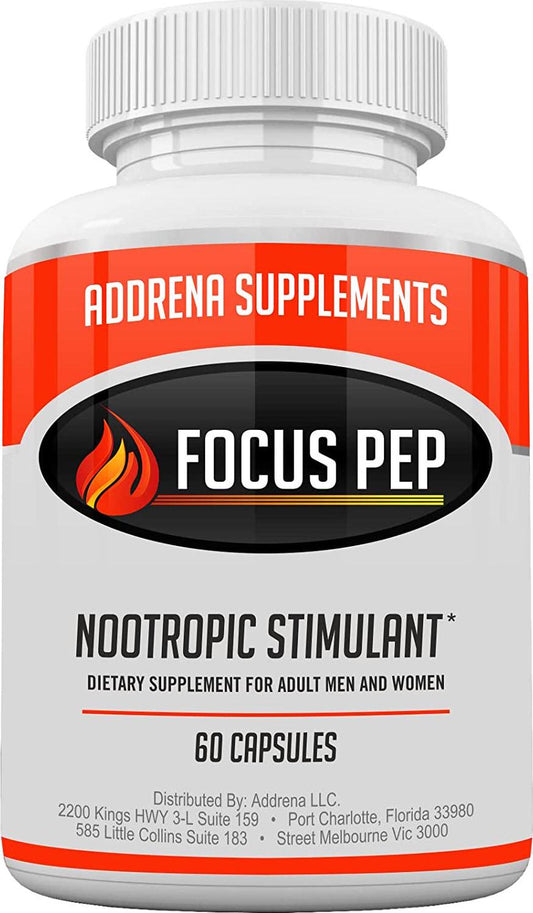 Addrena Focus Pep OTC Stimulants Brain Boosting Dietary Supplement, 1207 mg, 60 Pills