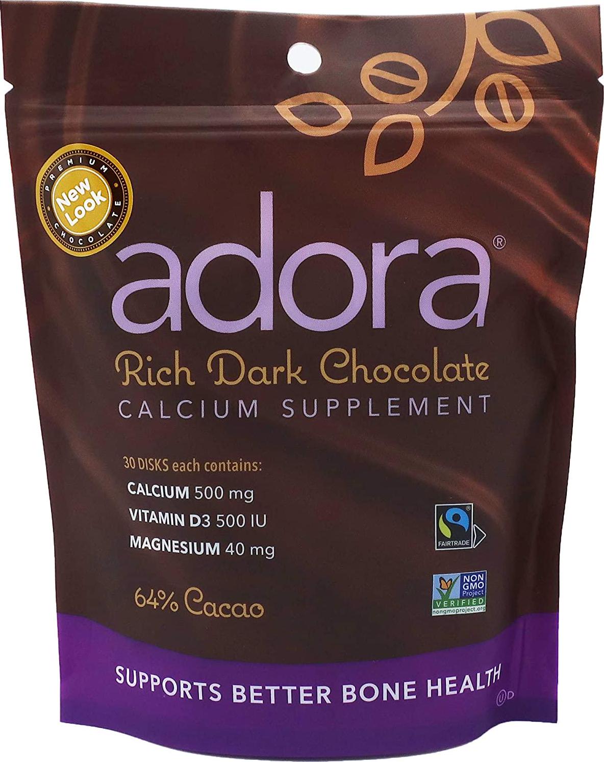 Adora - Calcium Supplement Dark Chocolate, 30 ct (Pack of 12)