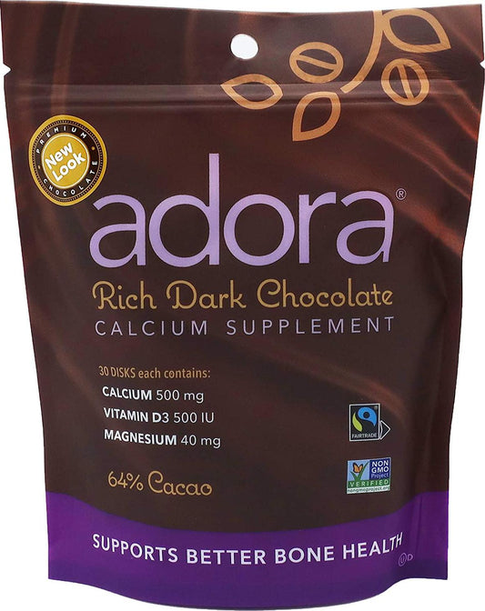 Adora - Calcium Supplement Dark Chocolate, 30 ct (Pack of 12)