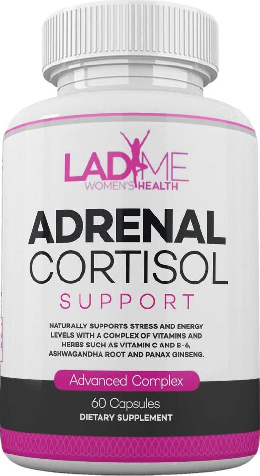 Adrenal Support Cortisol Manager Stress and Anxiety Relief Mood Support Boost Vitamin C, B6 Ashwagandha Root and L-TYROSINE Fatigue Supplement Specially Designed for Women by Ladyme 60 Capsules