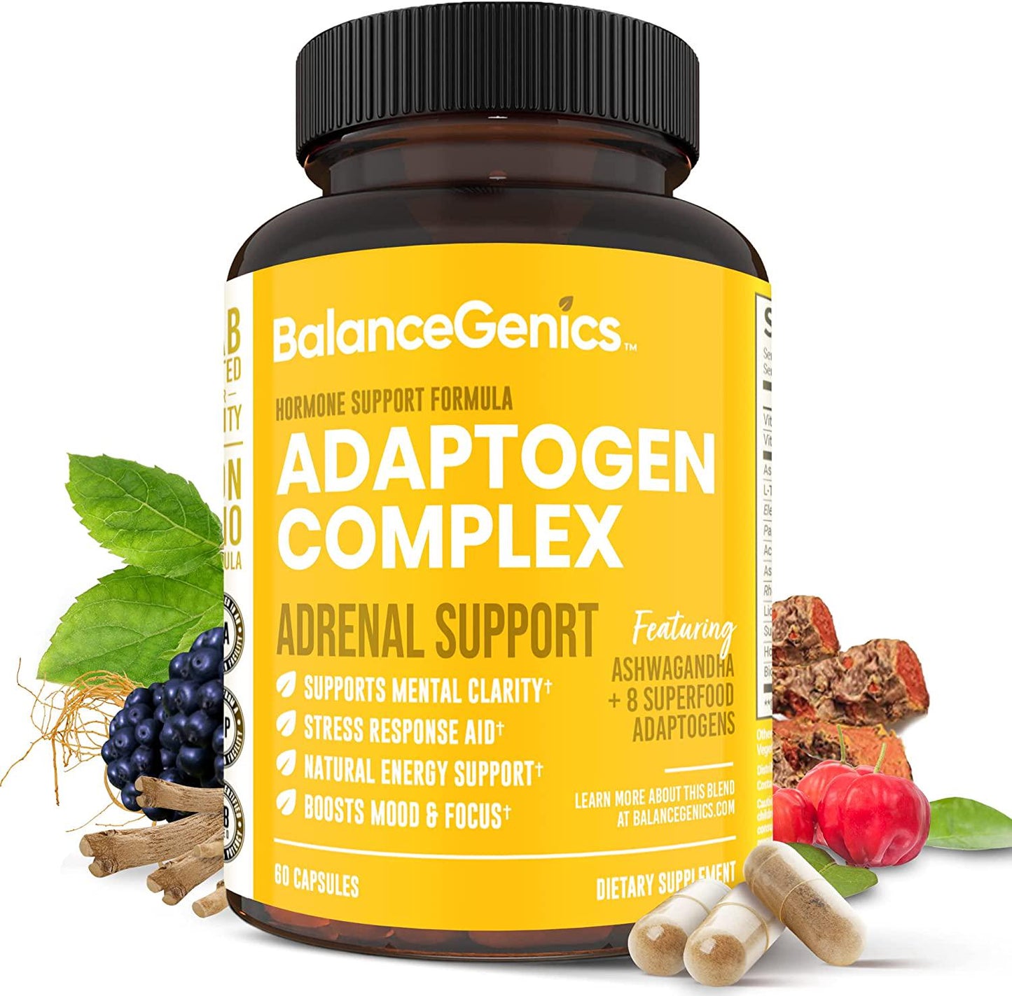 Adrenal Support, Stress Relief, Cortisol Manager - Adrenal Support Supplements with Ashwagandha, Holy Basil, Suma Root, Licorice Root Offering Stress Response, Anxiety Relief, Adrenal Health