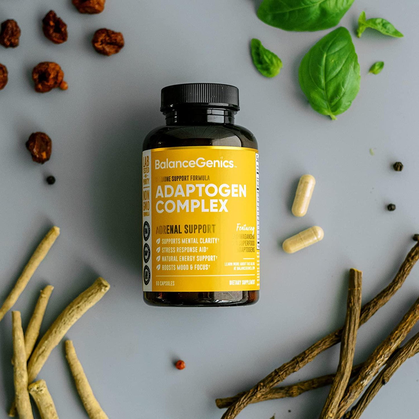 Adrenal Support, Stress Relief, Cortisol Manager - Adrenal Support Supplements with Ashwagandha, Holy Basil, Suma Root, Licorice Root Offering Stress Response, Anxiety Relief, Adrenal Health