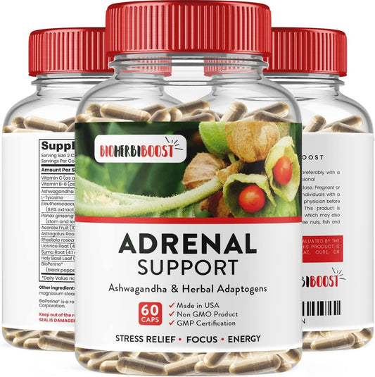 Adrenal Support Supplements and Cortisol Manager ǀ 1300mg ǀ 100% Pure Anxiety, Stress Relief Energy Pills for Adrenal and Thyroid Health, Metabolism, Focus and Immune Boost with Ashwagandha and Adaptogens