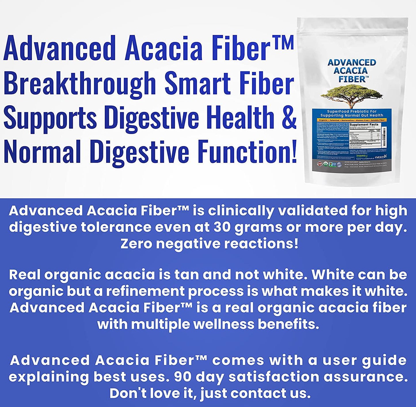 Advanced Acacia Fiber Powder 2.5 Ibs (40oz) Soluble Fiber Leaky Gut Repair Powder. Organic Fiber Supplement Powder for Gut Health