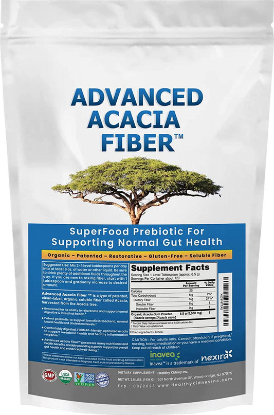 Advanced Acacia Fiber Powder 2.5 Ibs (40oz) Soluble Fiber Leaky Gut Repair Powder. Organic Fiber Supplement Powder for Gut Health