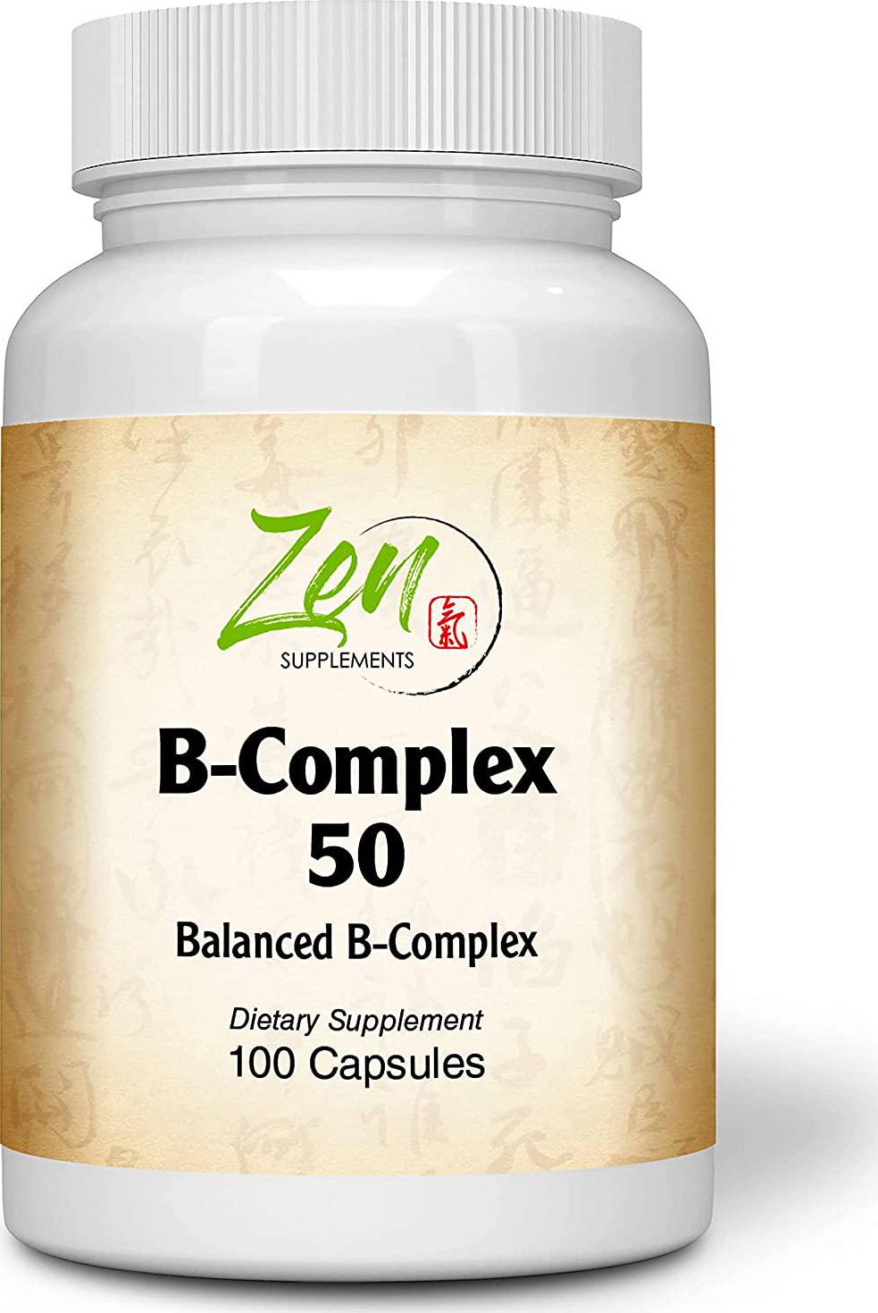 Advanced B-Complex 50 - Full-Spectrum B Vitamin Supplement with Folic Acid, Biotin, Inositol - Support Immune and Cardio Health, Energy Metabolism - 100 Caps