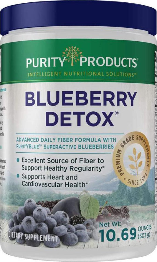 Advanced Blueberry Detox Daily Fiber Formula by Purity Products - Featuring PurityBlue Organic Wild Blueberries - A Full 6 Grams of Detoxifying, Regularity Promoting Prebiotic Fiber - 30 Servings
