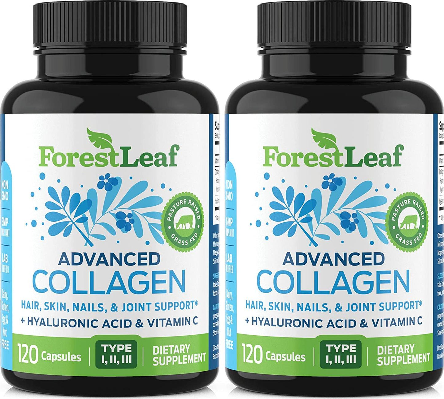 Advanced Collagen Supplement, Type 1, 2 and 3 with Hyaluronic Acid and Vitamin C - Anti Aging Joint Formula - Boosts Hair, Nails and Skin Health - 240 Veggie Capsules - by ForestLeaf