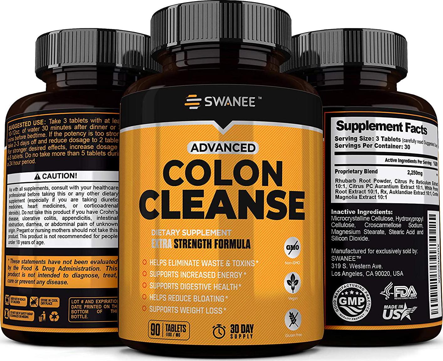 Advanced Colon Cleanse for Regularity, Weight Loss, Full Body Detox, Bloating and Complexion 90 Tablets