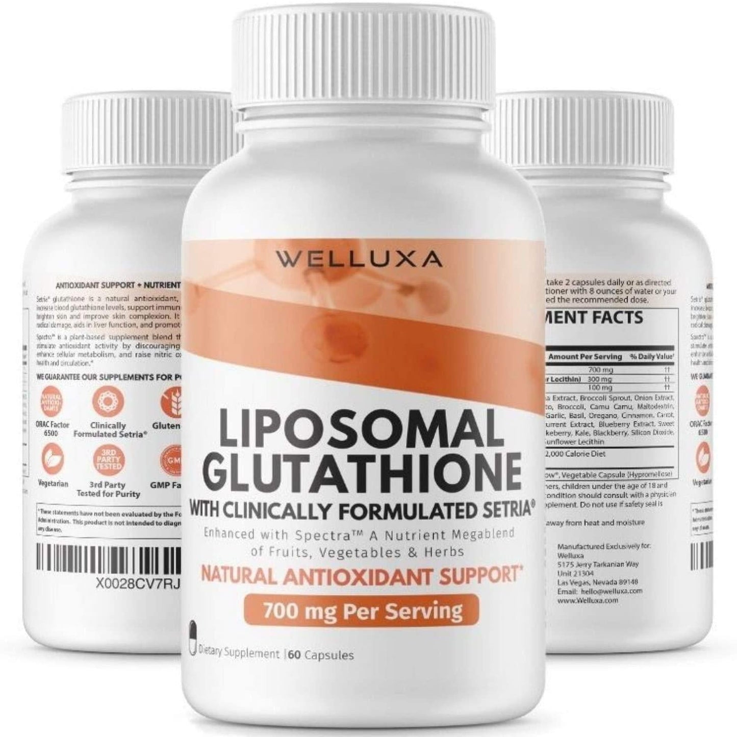 Advanced Glutathione (600 mg) - Setria Reduced Glutathione Capsules for Skin Whitening Antioxidant Support Liver Health Immunity and Detox - Glutathione Supplement - L-Glutathione Pills (60 ct)