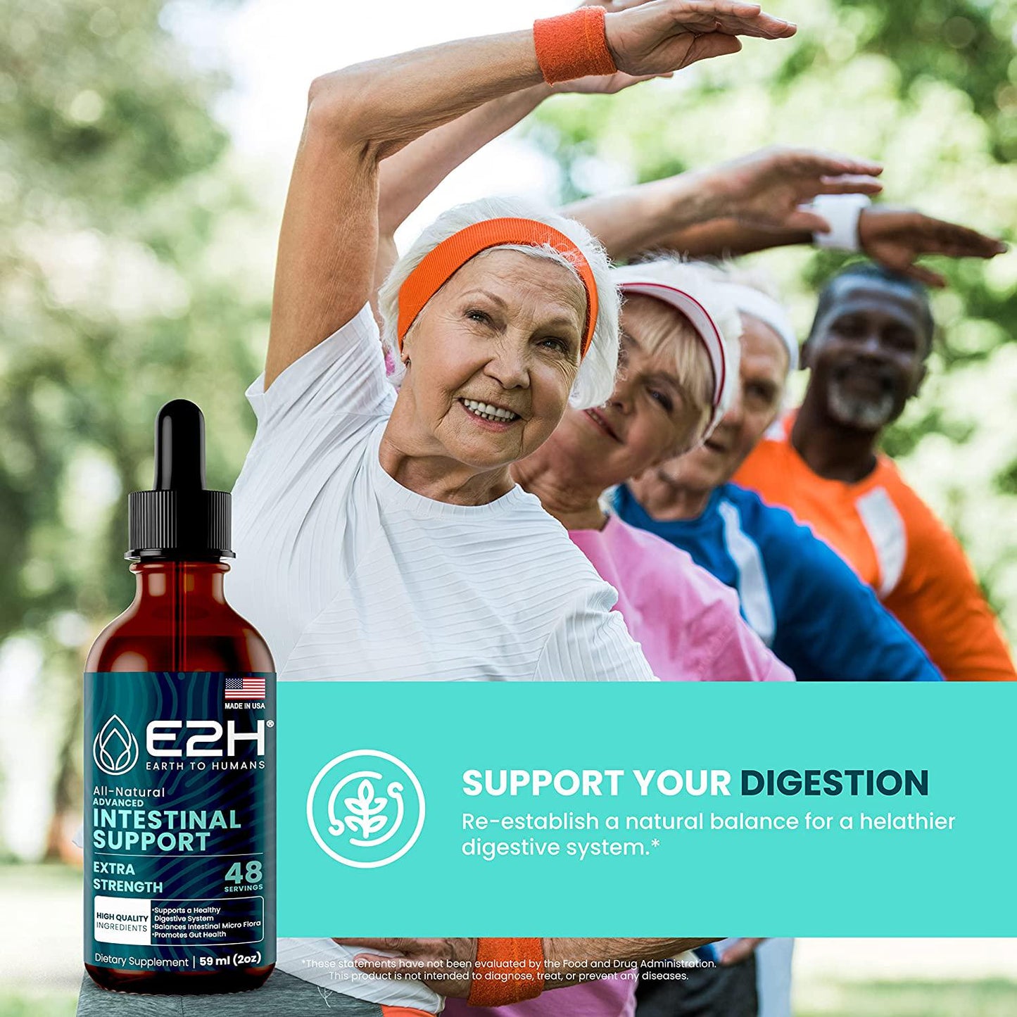 Advanced Intestinal Support - All-Natural Intestinal Cleanse and Propietary Digestive Supplement - Contains Wormwood and Black Walnut Extract and More | Non-GMO, Vegan | 48 Servings (2 Bottles)