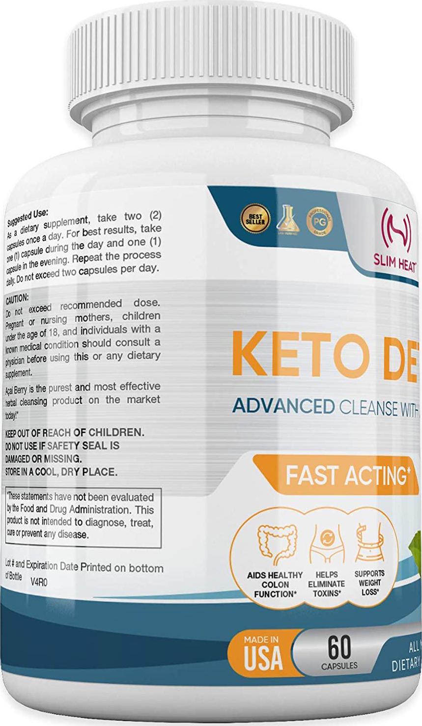 Advanced Keto Colon Cleanser and Detox for Weight Loss - Aids Healthy Colon Function and Eliminate Toxins - Pure Ketogenic Colon Detox Pills with Acai Berry Extract for Men and Women - 60 Capsules